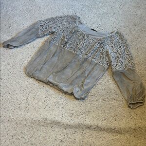 Chic Lace Women's Blouse in Gray